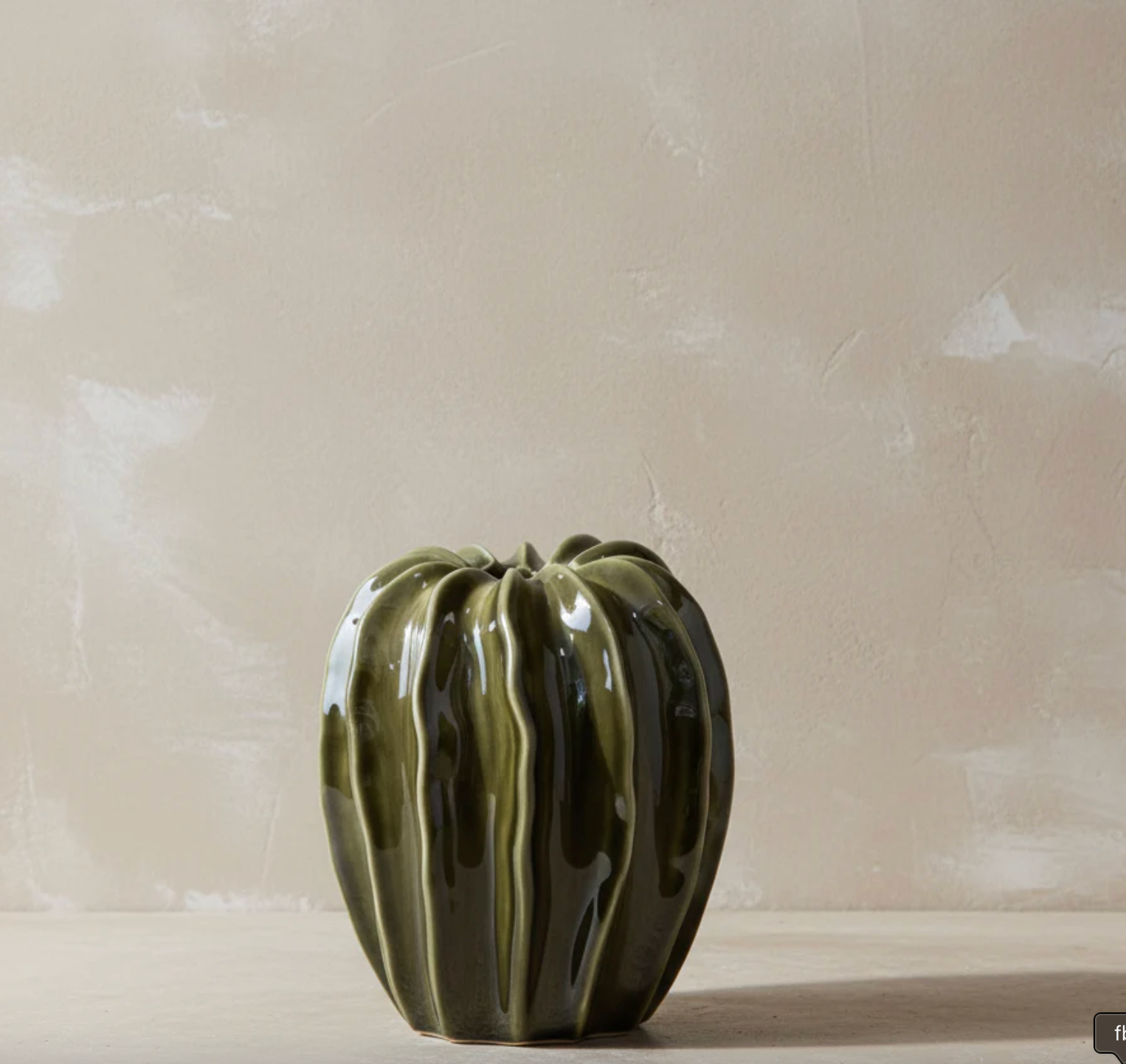 Olive Green Pod Ceramic Vase